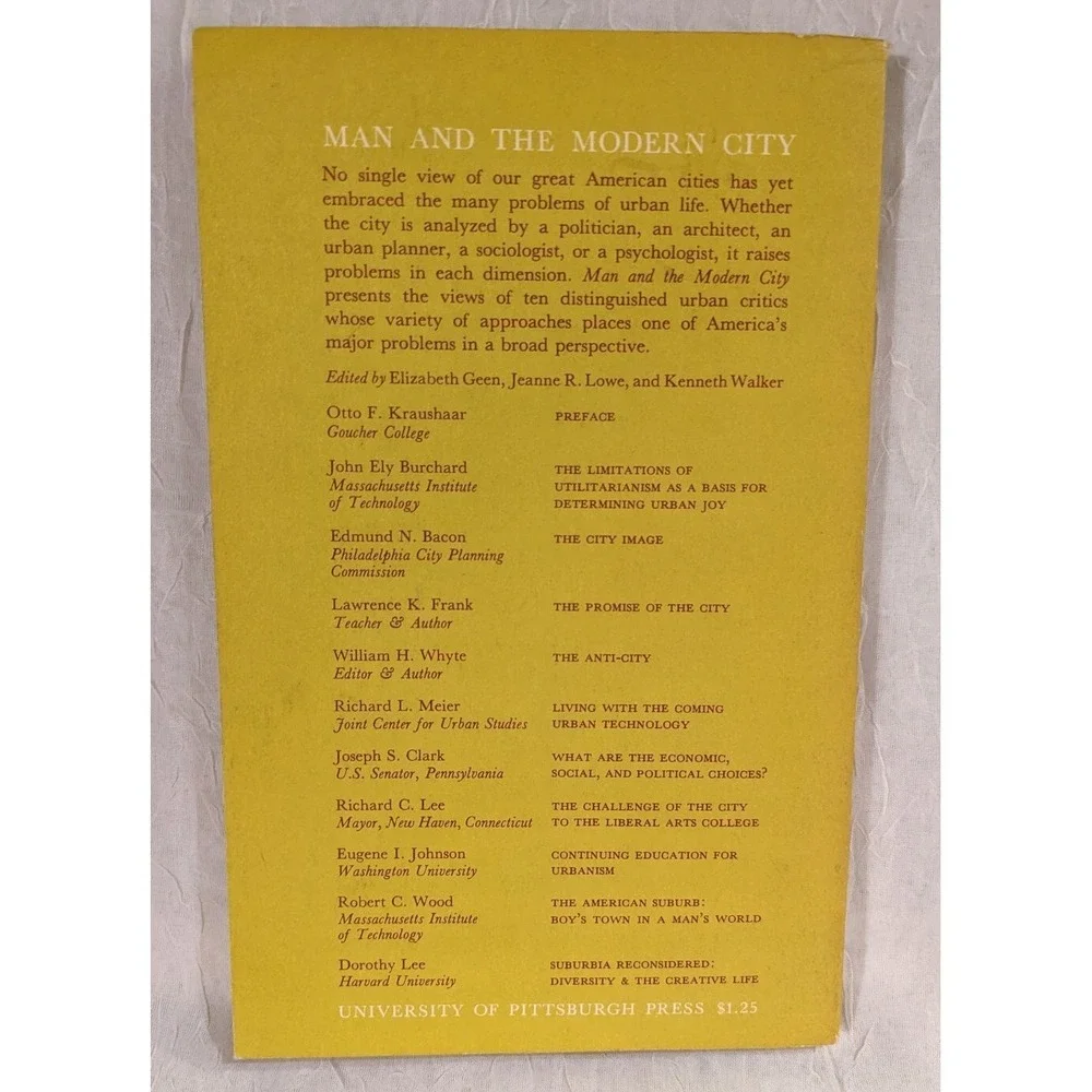 60s Man And The Modern City Essays University of Pittsburgh Urban Press Vtg 1966